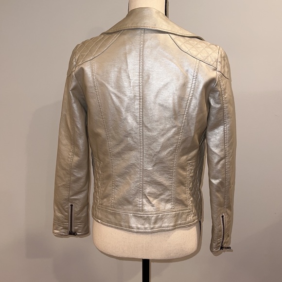 AQUA Gold Faux Leather Motto Jacket - Picture 4 of 8